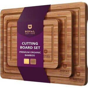 Bamboo Cutting Board Set 3 Piece Wood Chopping Serving Charcuterie Tray